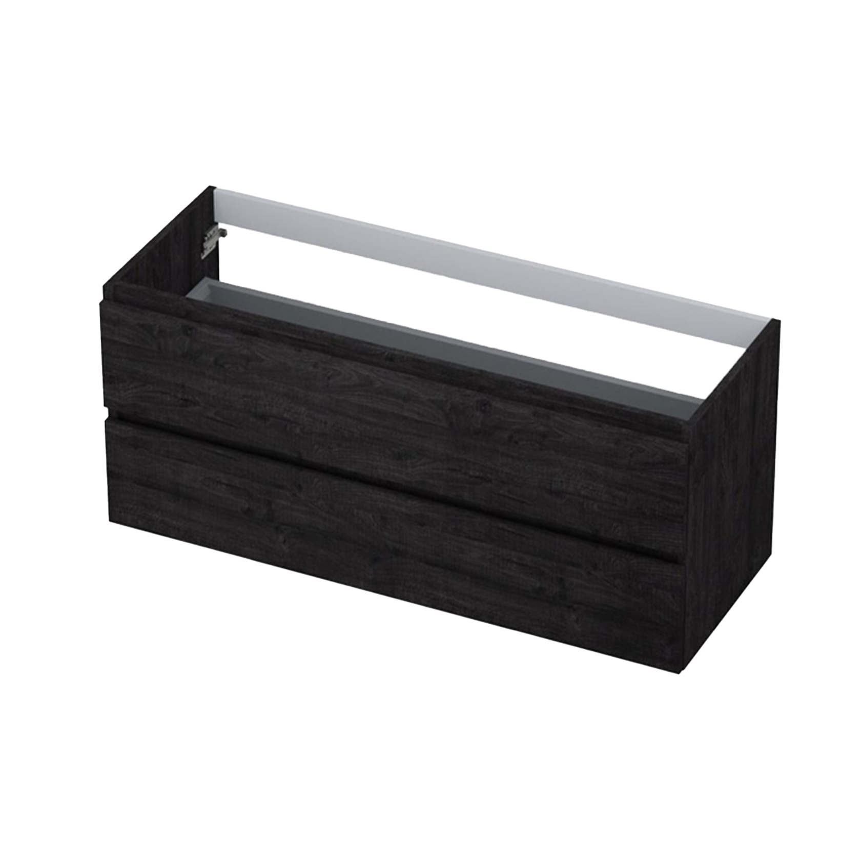 INK | Wastafelonderkast |&nbsp;120x45x52cm | Met 2 lades | Greep loos | Houten keerlijst | MFC Houtskool eiken