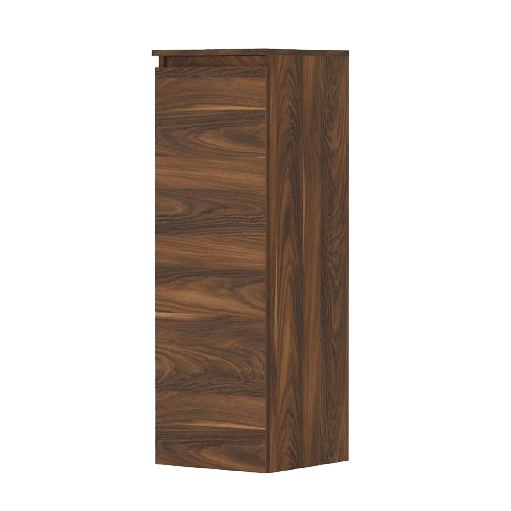 INK | Badkamerkast | 35x37x106cm | Met 1 deur | Links en rechtsdraaiend | Greep loos | Houten keerlijst | MFC Noten