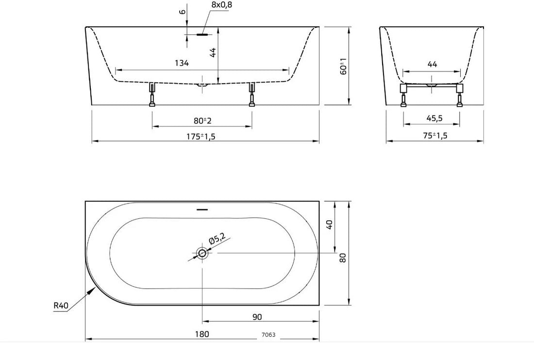 Xenz | Fay | Halfvrijstaand | Hoekbad | 180x80cm | Glanswit | Links met badafvoer-/overloopcombinatie | Glanswit