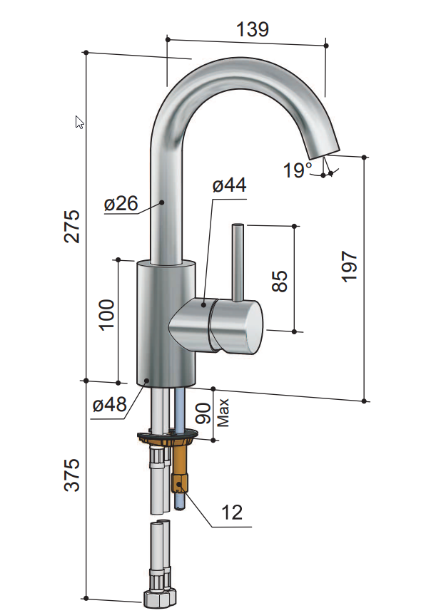 Hotbath | Buddy | Wastafelmengkraan | 004S | Chroom