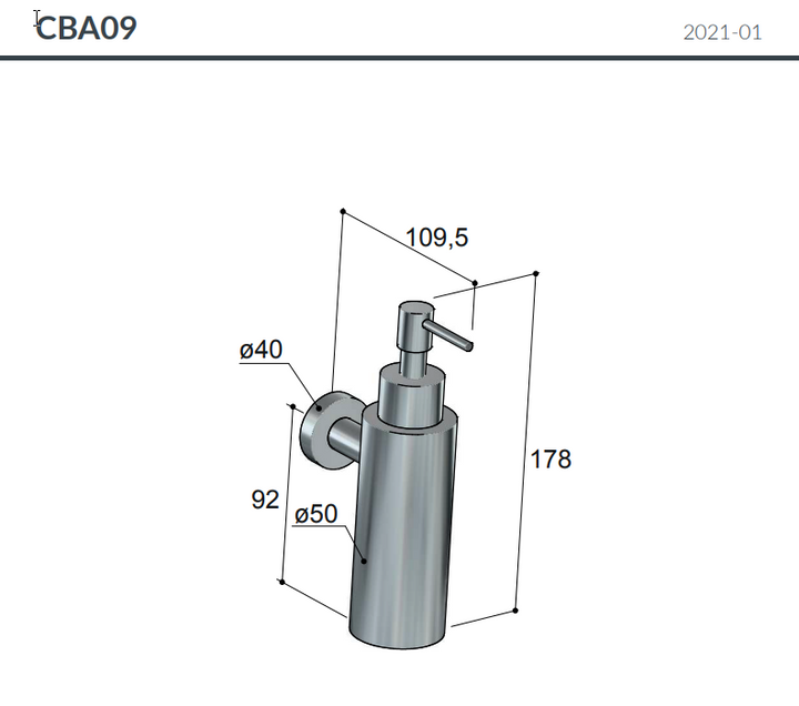 Hotbath | Cobber | Zeepdispenser | Wandmodel | Zwart chroom