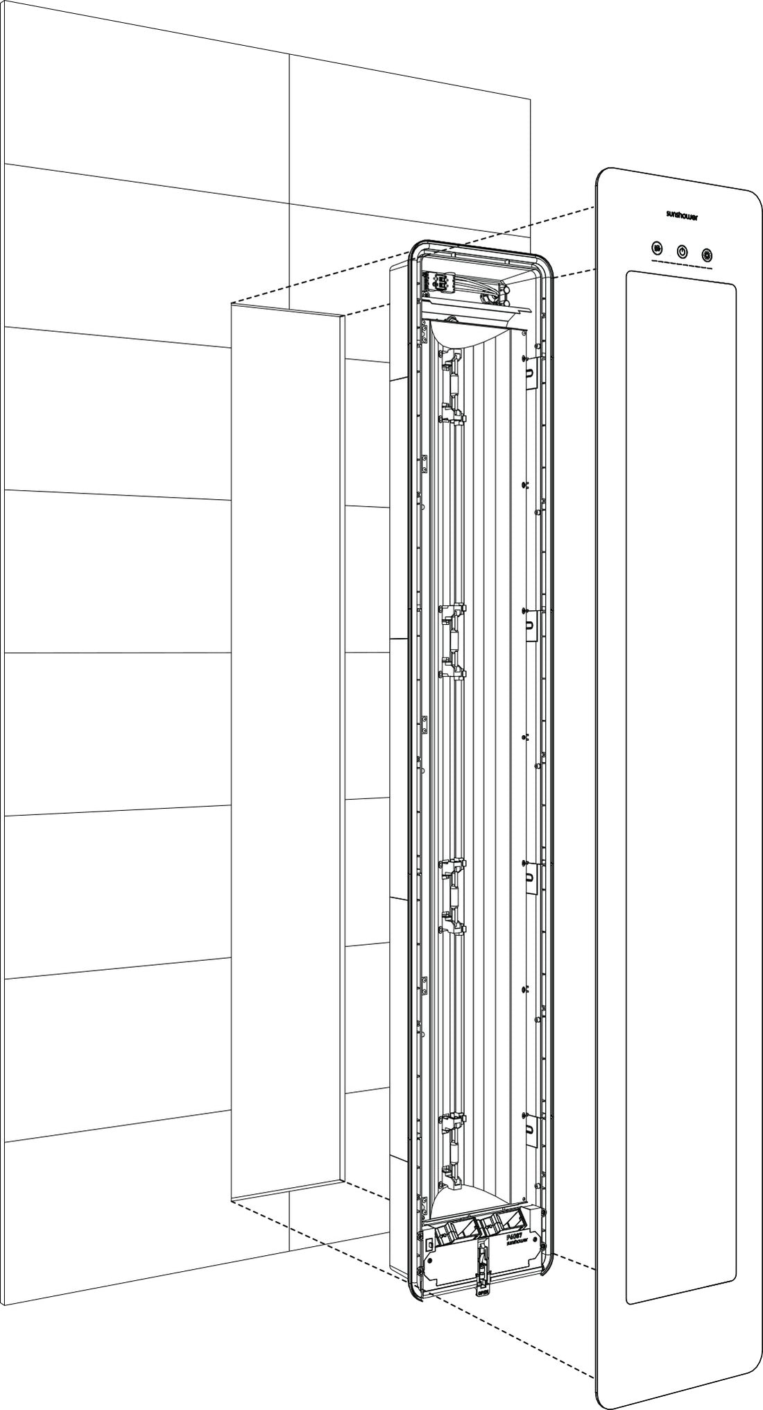 Sunshower | Round Plus L | Infrarood + UV licht | Inbouw | 185x33x10cm | Full Body | Black