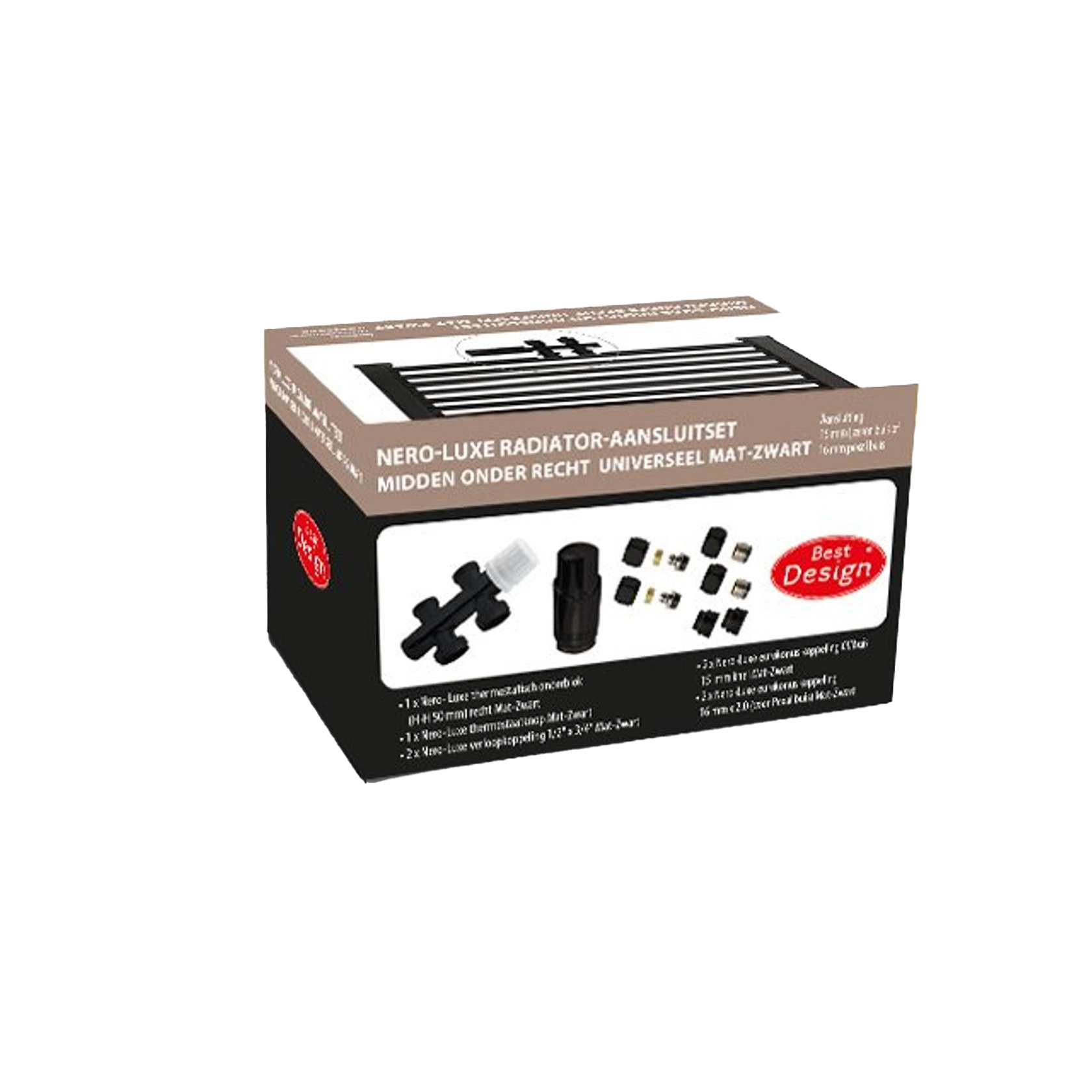 Dolphin | Best Design | Nero-Luxe | Universele radiator aansluitset | Midden/onder recht | Matzwart