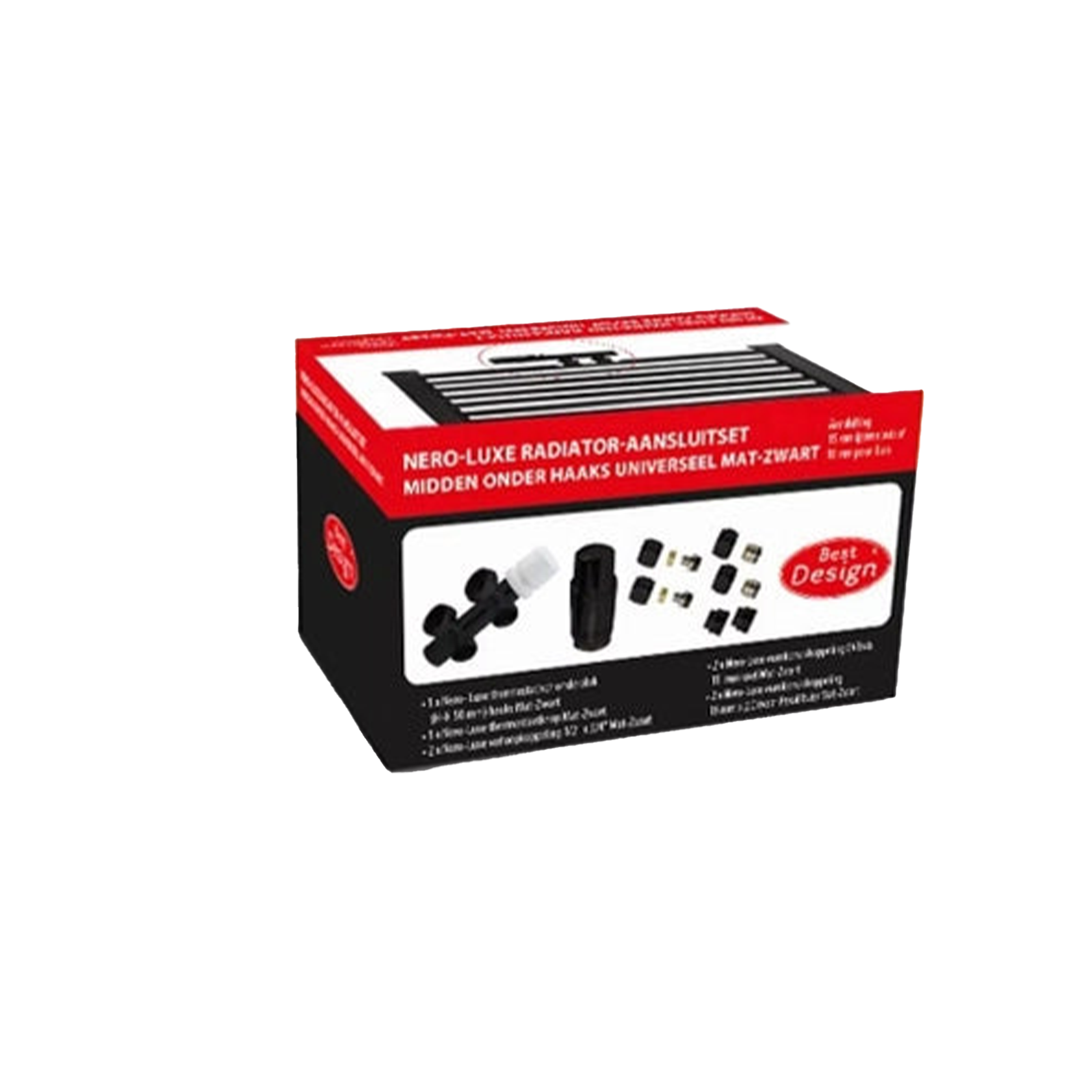 Dolphin | Best Design | Nero-Luxe | Universele | Radiator aansluit set | Middenonder haaks | Zwart mat