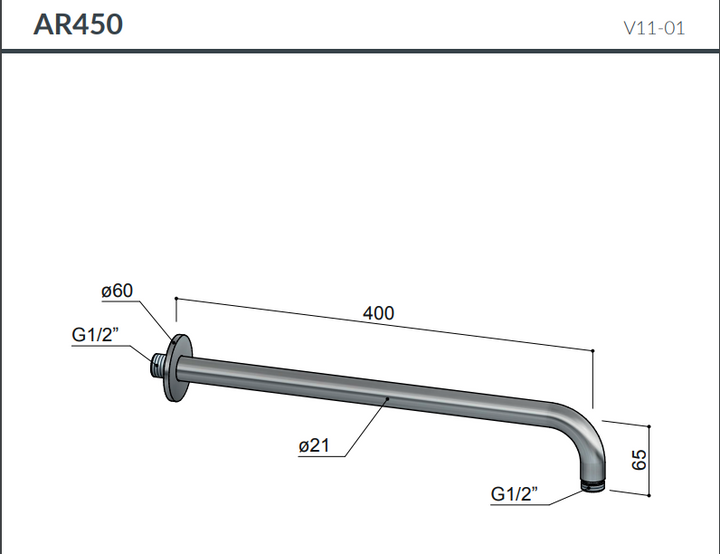 Hotbath | Archie | Wandarm | 40cm | Geborsteld Gun metal PVD