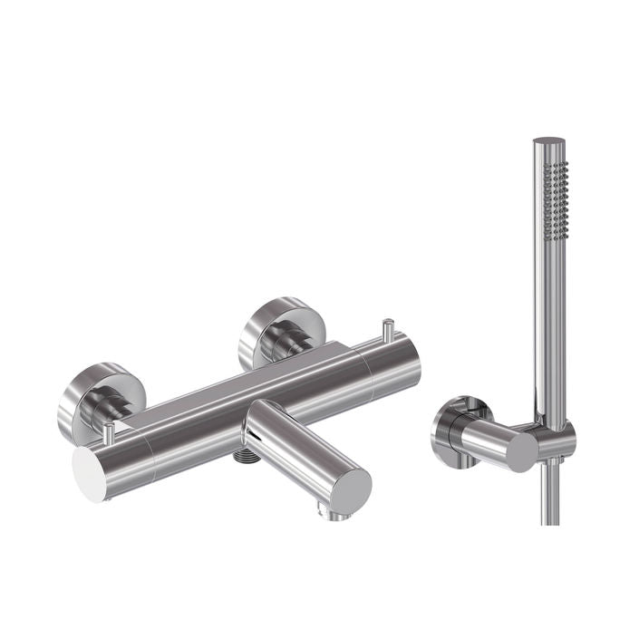 May badthermostaat combiset incl. wandsteun - doucheslang 125 cm - staaf handdouche - chroom