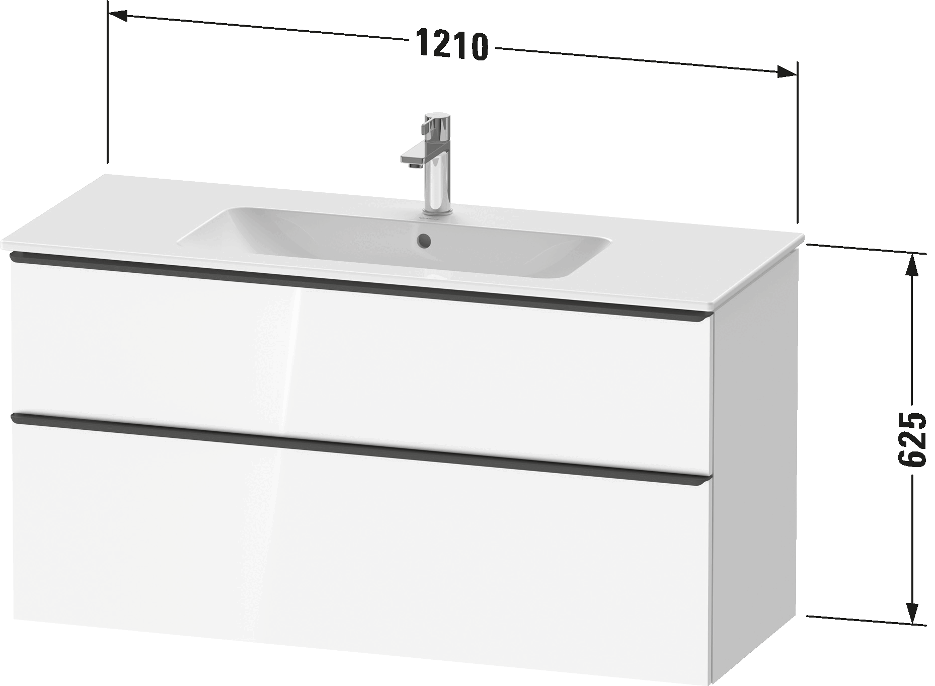 Duravit | D-Neo | Wastafelonderbouw | hangend | 121x46,2x62,5cm | met 2 lades | Grafiet Mat Decor
