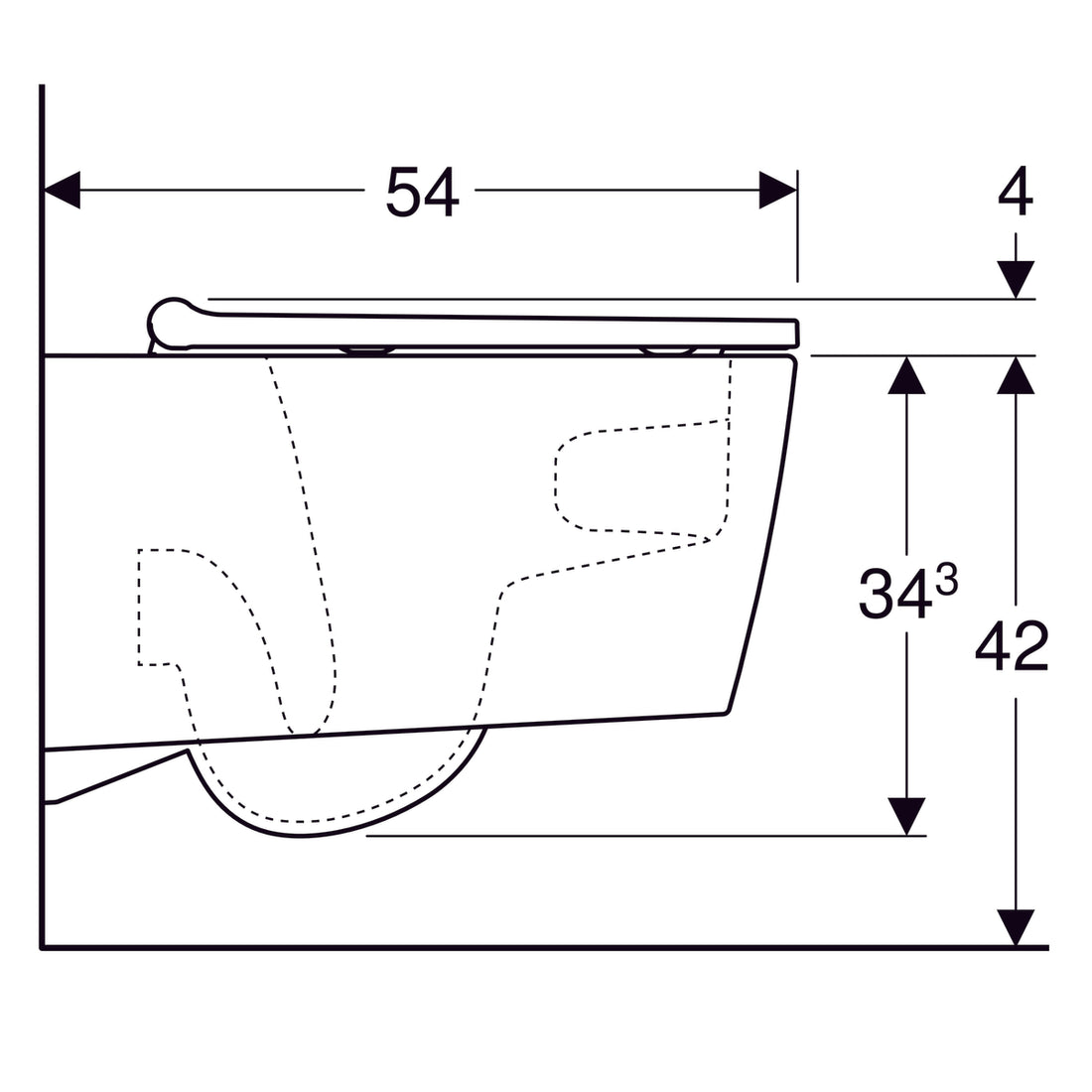 Geberit | One | WC-pack | Wandcloset | Diepspoel | Met Turboflush | 37x54cm | Closetzitting | Wit