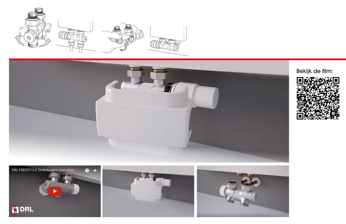 DRL | Freestyle | 50mm | Onderblok kit | Wit | Draaibaar | Haaks/recht | 15mm + 16x2mm