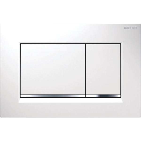 Geberit Sigma20 Square bedieningsplaat kunststof - glans wit - stroken chroom