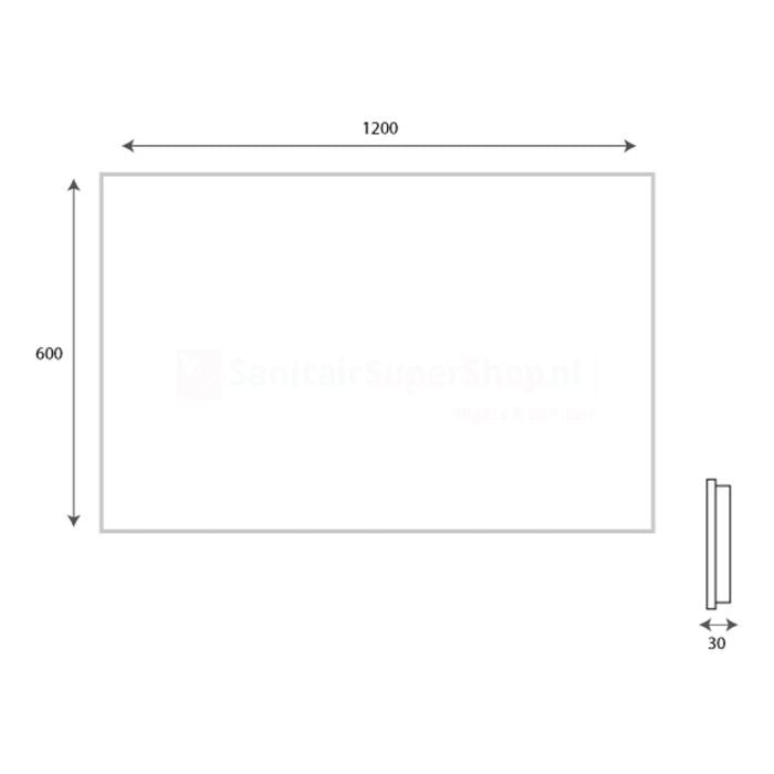Hipp Design Badkamerspiegel  SPV12530BL – 120×70 cm – Indirecte LED verlichting – Touch button – Met spiegelverwarming – SPV12530KW Technische tekening