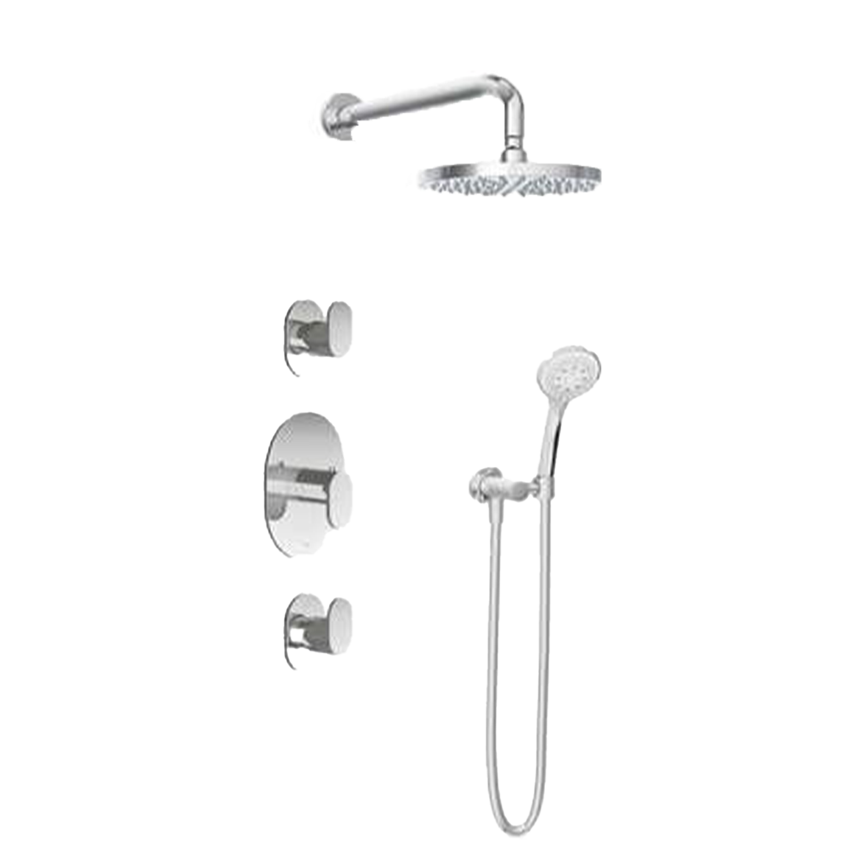 Hotbath | IBS5 | Get Together | Inbouw doucheset Friendo | Geborsteld Nikkel | Met ronde 3-standen handdouche | Met wandarm | Hoofddouche 20cm en glijstang