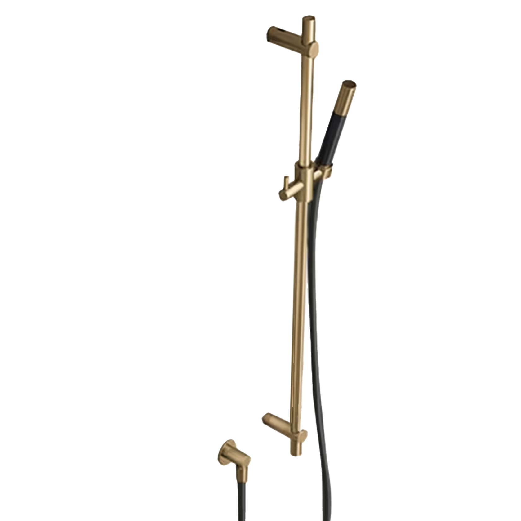 Hotbath | Cobber | Glijstang 90cm | Met wandaansluitbocht | 150cm doucheslang | Met staafhanddouche | Geborsteld Messing PVD