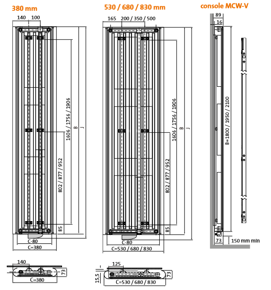 Radson | Paros | E elektrische radiator | 1800x530x73 | RAL 9016 | 1000W