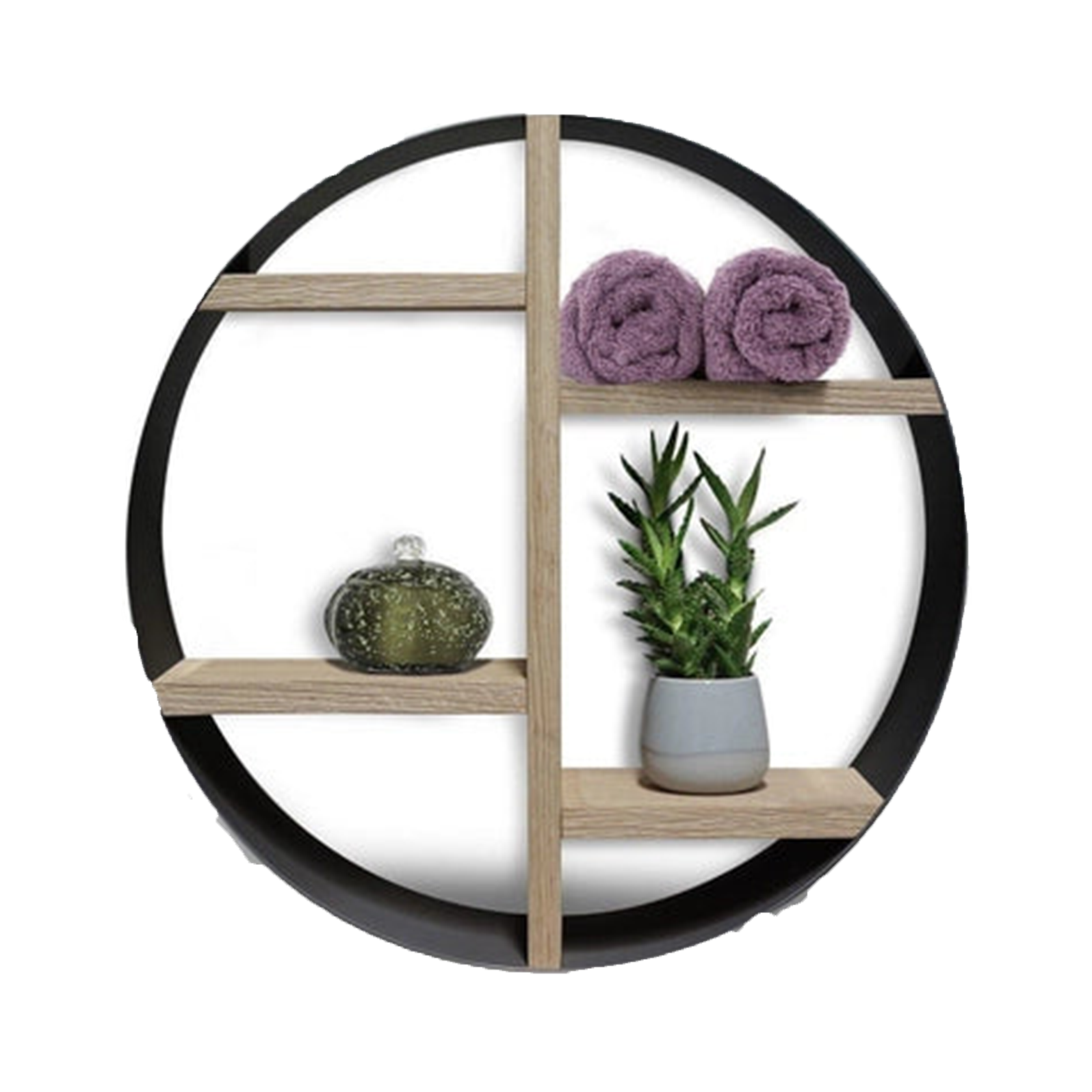 LoooX | Wood Collection | Wooden Box opbouwnis | Rond | Matzwart | 50x14cm | Eiken Old grey