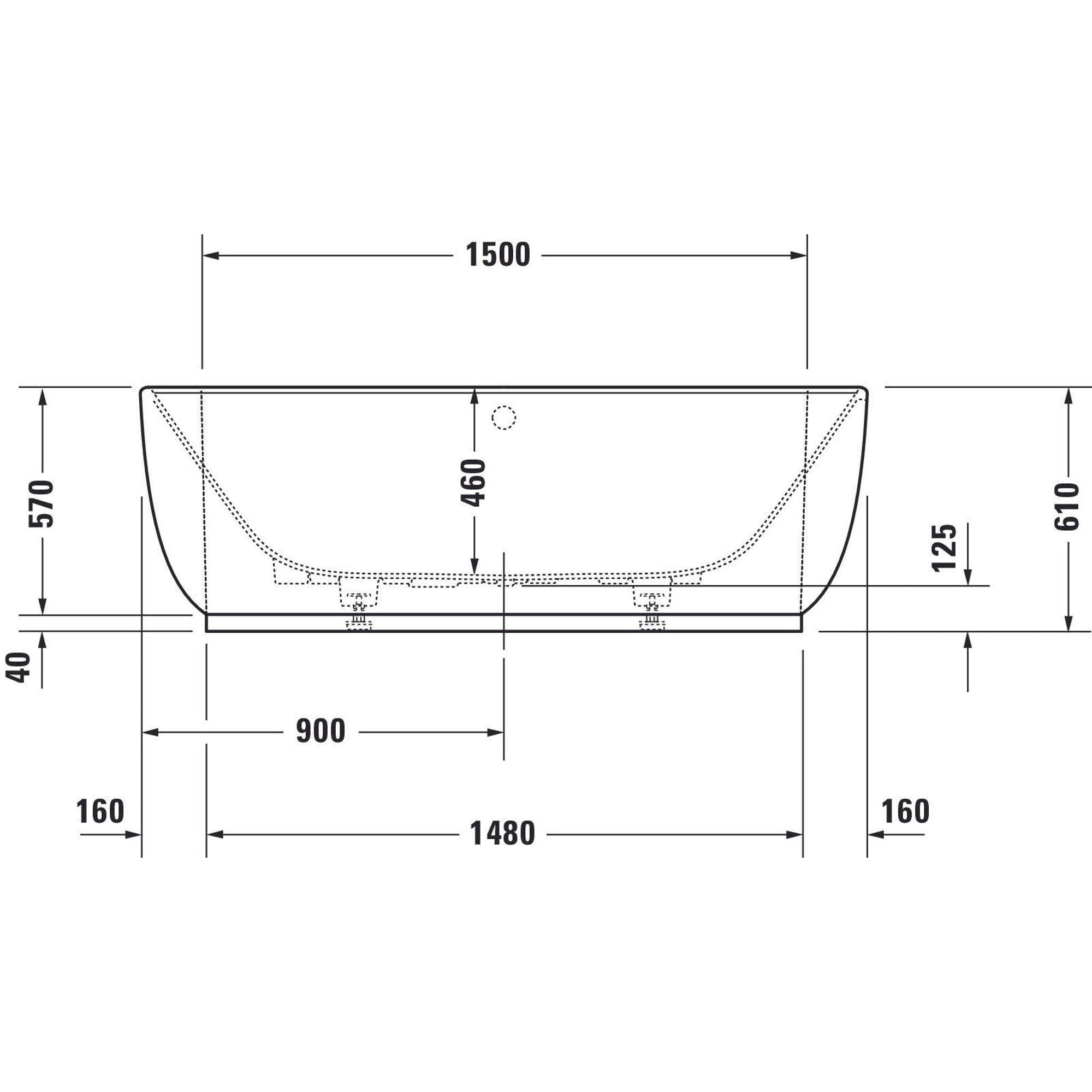 Duravit | Luv | Half vrijstaand | Bad | 180x95cm | Matwit