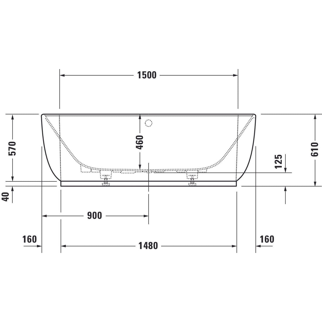 Duravit | Luv | Half vrijstaand | Bad | 180x95cm | Matwit