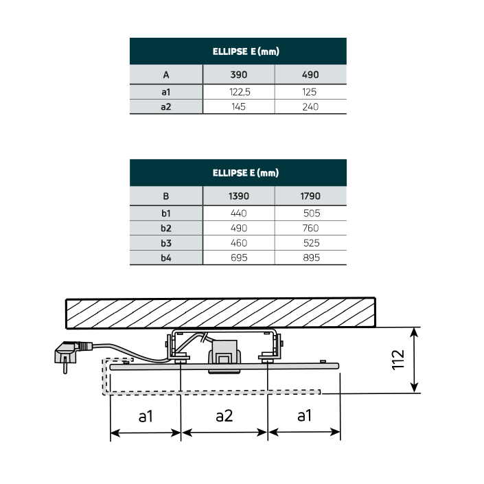 Radson | Ellipse | Elektrische radiator | 1390x390 | Mat | RAL 9016