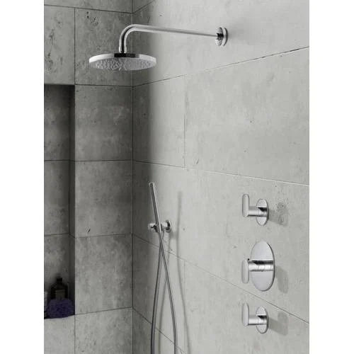 Hotbath | IBS5 | Get Together | Inbouw doucheset Friendo | Geborsteld Nikkel | Met ronde 3-standen handdouche | Met wandarm | Hoofddouche 20cm en glijstang