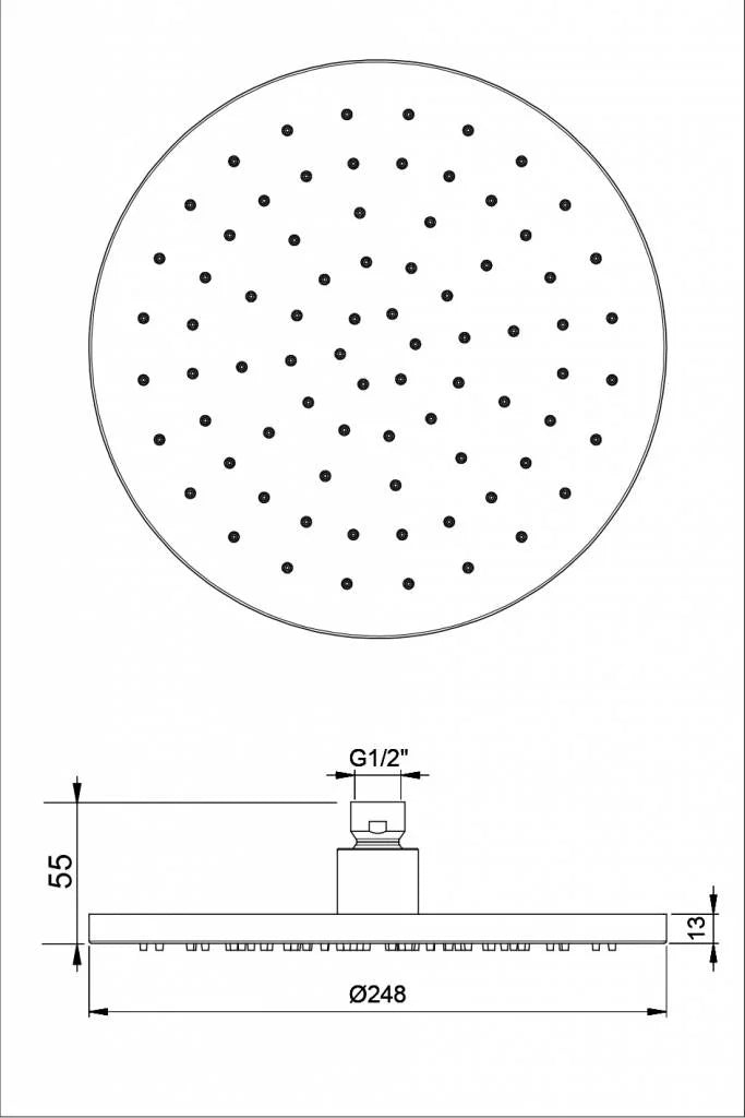 Hotbath | Mate | M105 | Hoofddouche | 25cm | Zwart chroom