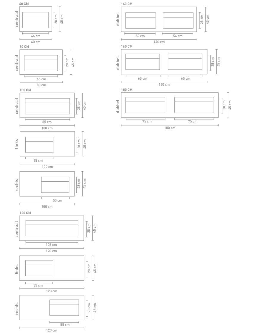 INK | Pitch | Dubbele Meubelwastafel | 180x45cm | Keramische slab zonder kraangaten | Armani Grey