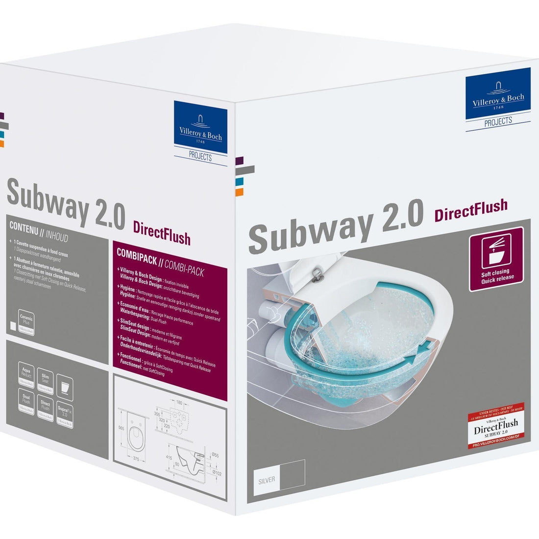 Villeroy &amp; Boch | Subway 2.0 | Combi-pack | Wandcloset | Diepspoel | DirectFlush | Inclusief Slimseat closetzitting